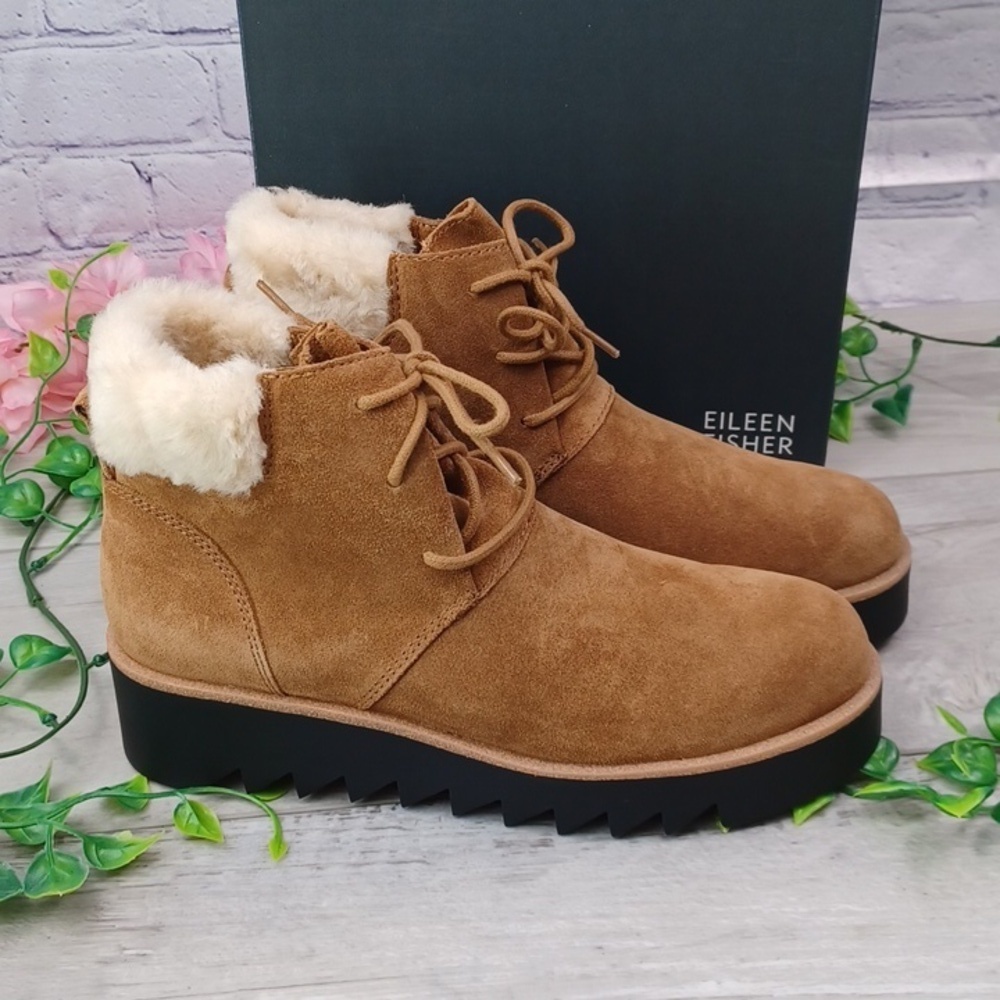 Eileen Fisher Kenille Sport Suede Real Fur Bootie NIB - Picture 4 of 10
